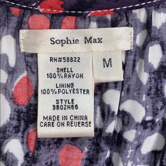 Sophie Max Sleeveless A-Line Purple Pattern Dress - Picture 8 of 8